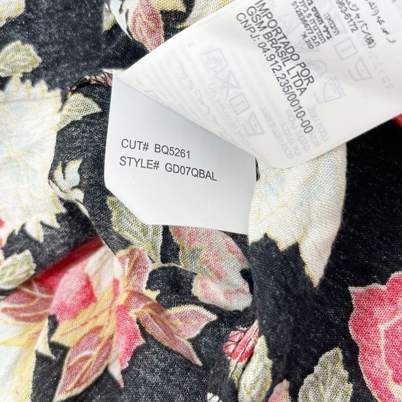 BILLABONG Girls Black Floral Print ALWAYS ON VACATION Rayon Dress Bell Sleeve L - Picture 8 of 9